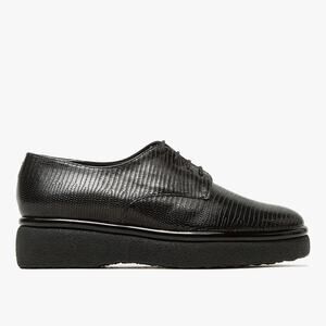 Robert Clergerie Paris Fadio Black Lizard leather Lace Up Platform Wedge Oxfords